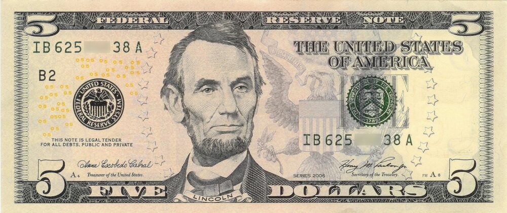 Buy USD $5 Bills Online